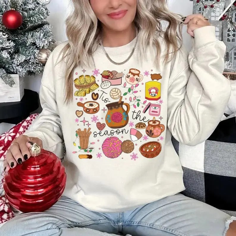 Tis Season Mexican Pan Dulce Party - Adult & Kids T-Shirts, Sweatshirts & Hoodies apparel design preview 1