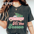 Tis Season Tree Truck Pink COMFORT COLORS CASUAL - Adult & Kids T-Shirts, Sweatshirts & Hoodies apparel design preview 1