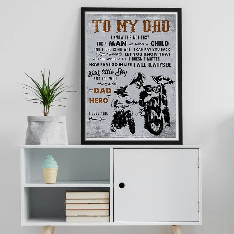 My Dad Mortocycle Sign Son Poster No Frame Happy - Adult & Kids T-Shirts, Sweatshirts & Hoodies apparel design preview 1