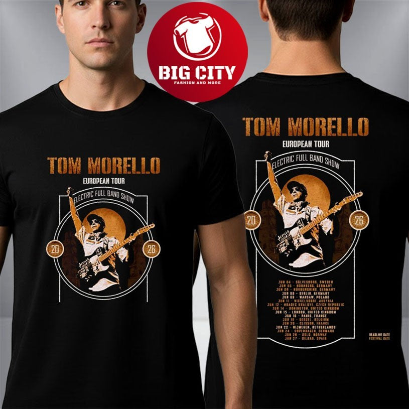 Tom Morello European Tour 2026 Electric Full Band - Adult & Kids T-Shirts, Sweatshirts & Hoodies apparel design preview 1
