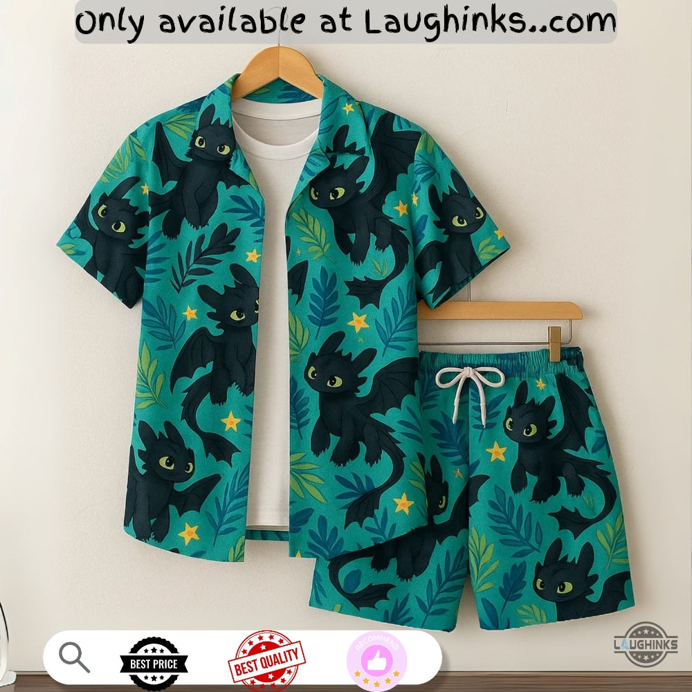 Toothless Hawaiian And Shorts How To Train Your - Adult & Kids T-Shirts, Sweatshirts & Hoodies apparel design preview 1