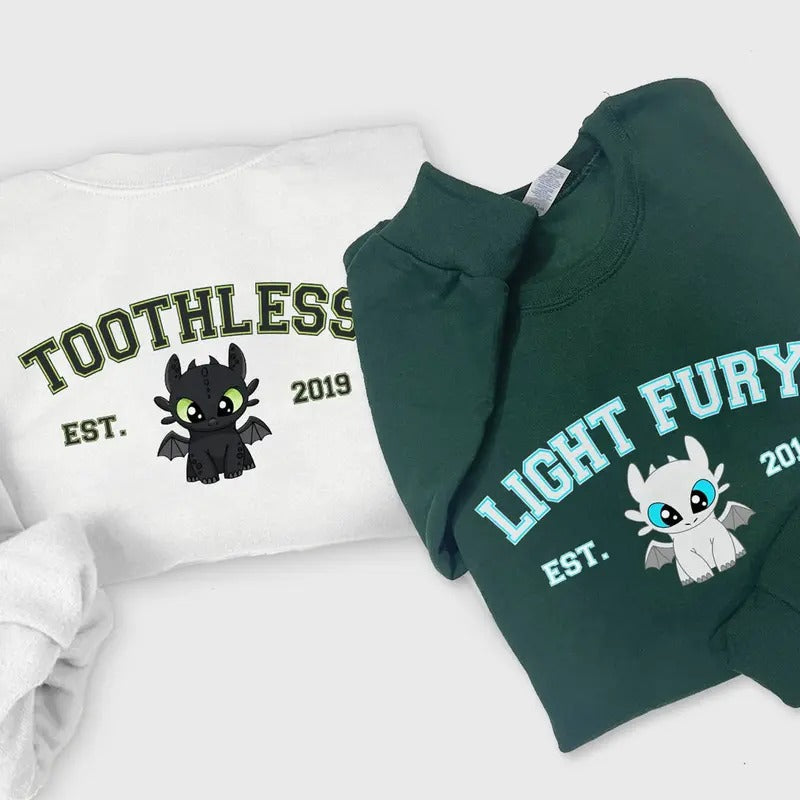 Toothless Light Fury Dragon'S Couple Comfort Fabric - Adult & Kids T-Shirts, Sweatshirts & Hoodies apparel design preview 1