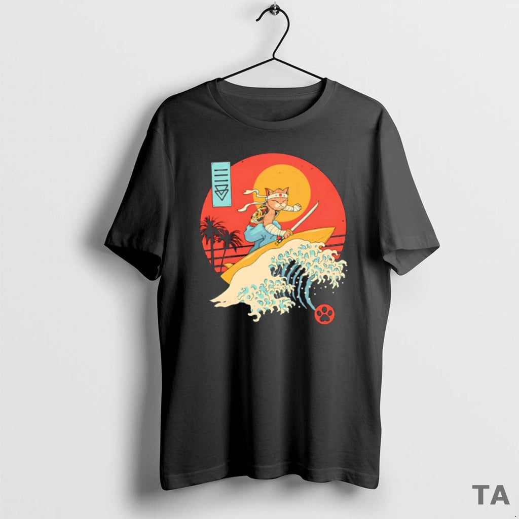Top Catana Cat Surf Sunset Wave Japan - Adult & Kids T-Shirts, Sweatshirts & Hoodies apparel design preview 1