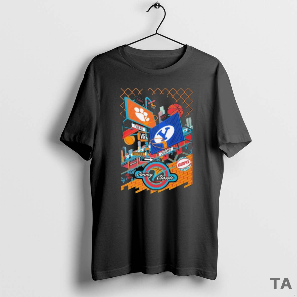 Top Clemson Vs Byu 2025 Jimmy V Classic Basketball - Adult & Kids T-Shirts, Sweatshirts & Hoodies apparel design preview 1