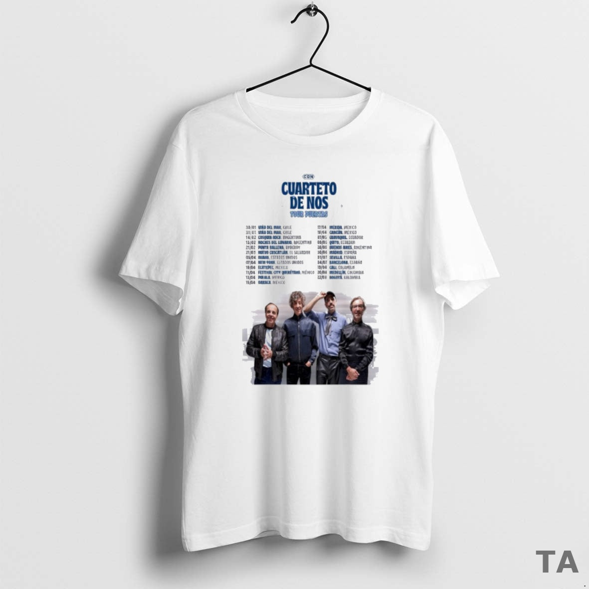 Top Cuarteto De Nos Tour Puertas 2026 - Adult & Kids T-Shirts, Sweatshirts & Hoodies apparel design preview 1