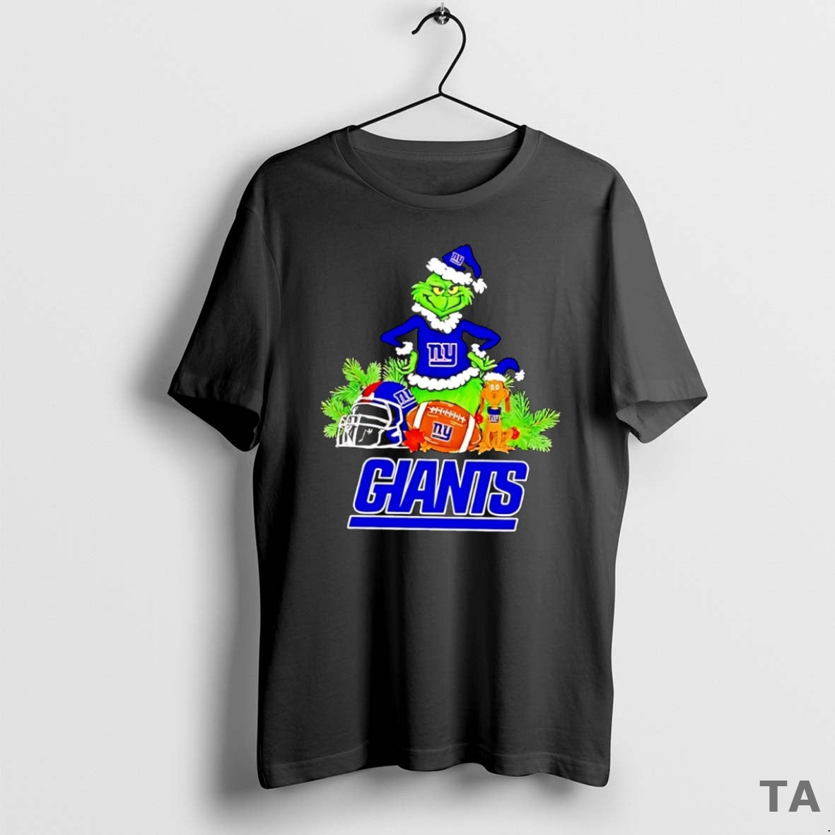 Top Grinch Max Dog New York Giants Football Merry - Adult & Kids T-Shirts, Sweatshirts & Hoodies apparel design preview 1