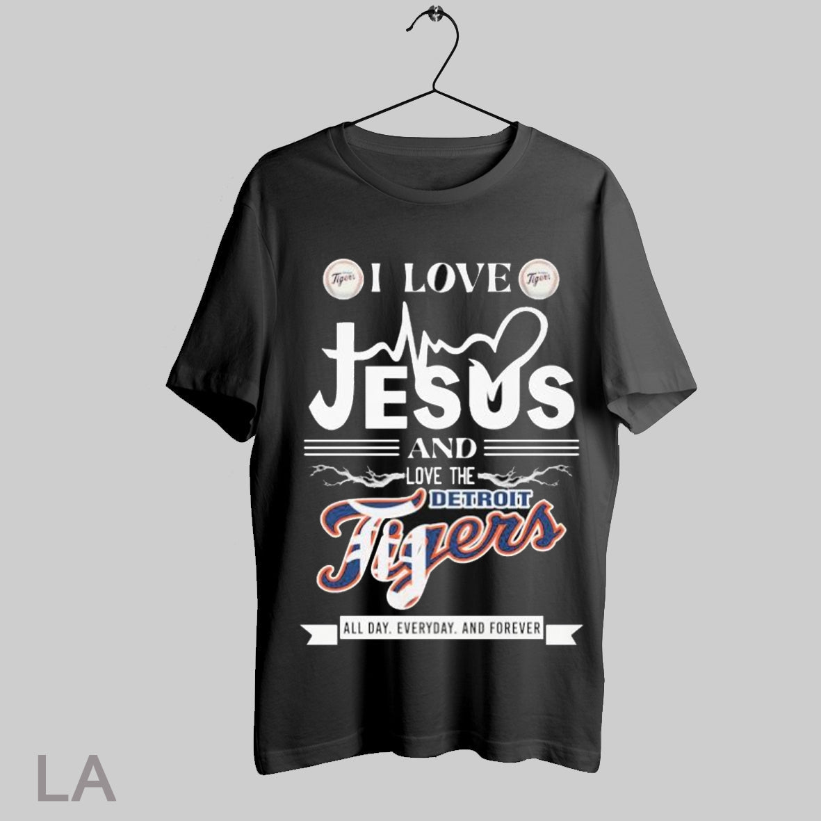 Top I Love Jesus And The Detroit Tigers All Day - Adult & Kids T-Shirts, Sweatshirts & Hoodies apparel design preview 1