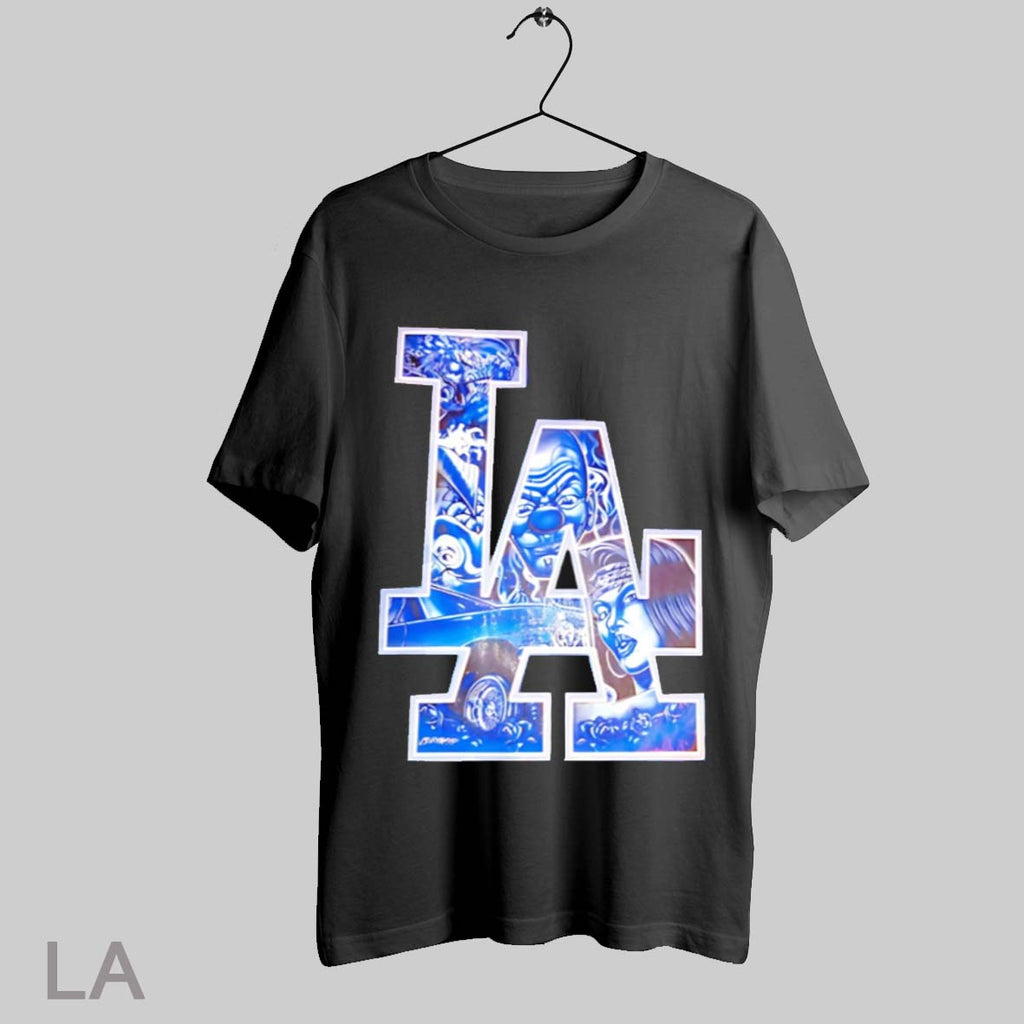 Top La Dodgers Gangster Clown Blue Camo Streetwear - Adult & Kids T-Shirts, Sweatshirts & Hoodies apparel design preview 1