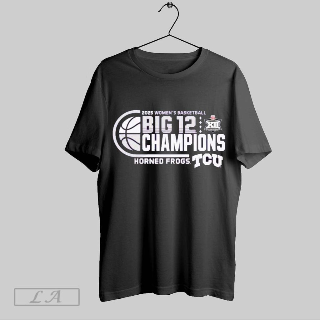 Top Tcu Horned Frogs 2025 Big 12 Womens Basketball - Adult & Kids T-Shirts, Sweatshirts & Hoodies apparel design preview 1