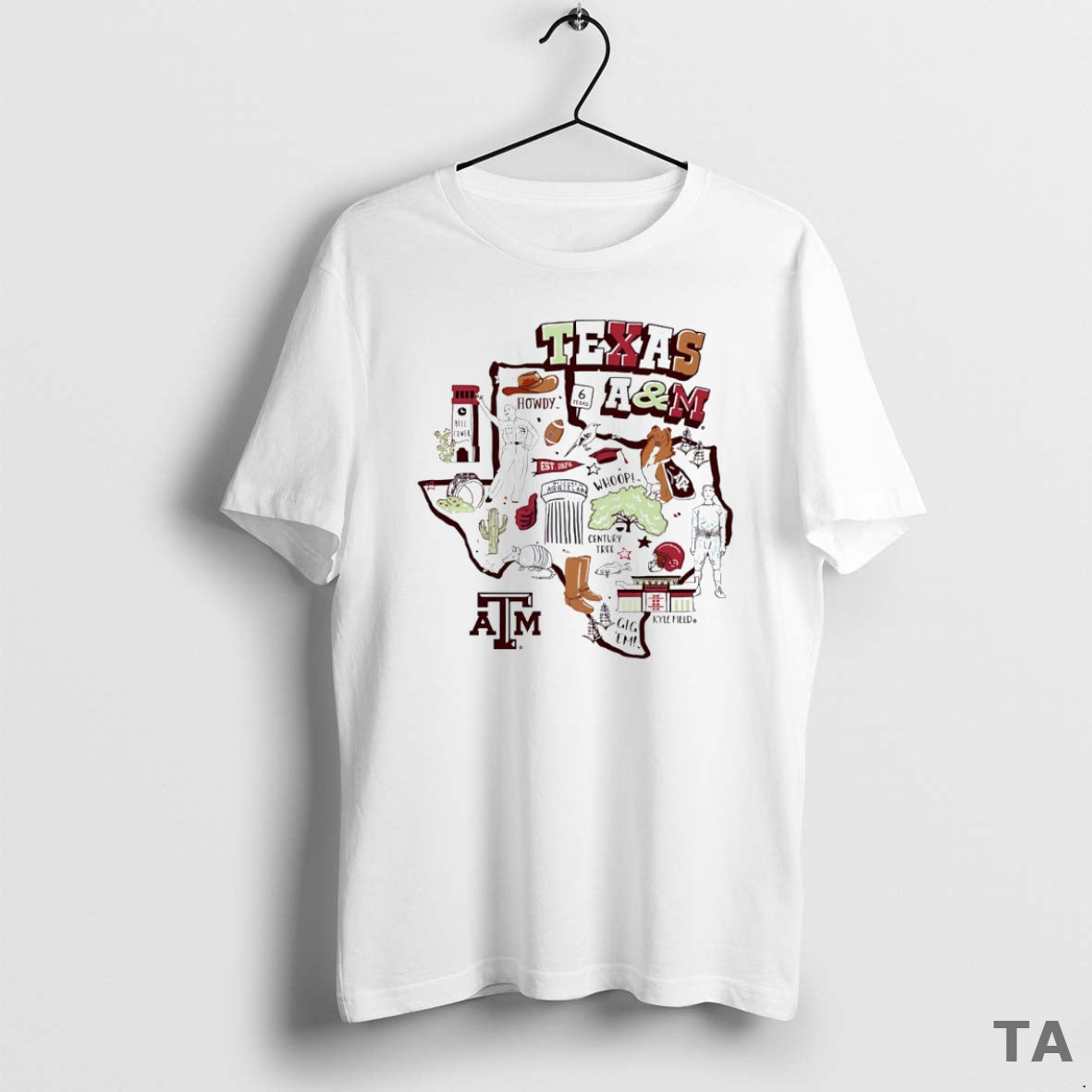 Top Texas M Aggies Football State Map Circle - Adult & Kids T-Shirts, Sweatshirts & Hoodies apparel design preview 1