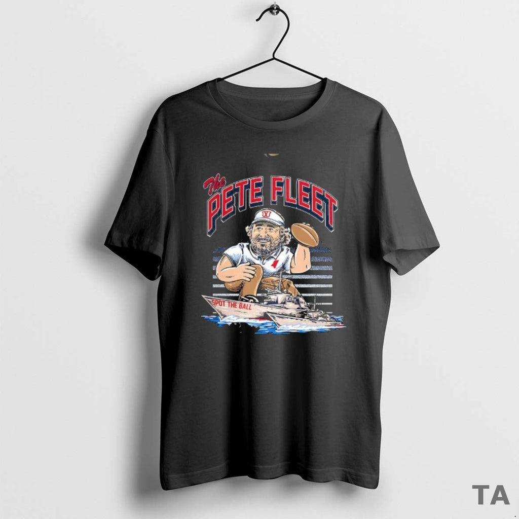 Top Pete Fleet Curved Spot Ball Football Mascot - Adult & Kids T-Shirts, Sweatshirts & Hoodies apparel design preview 1