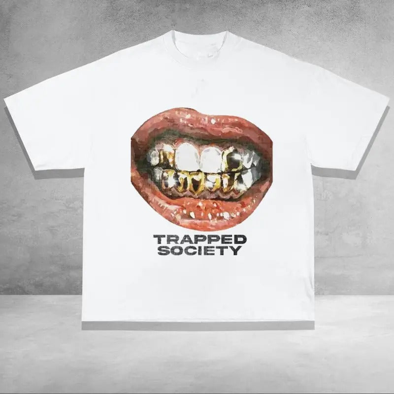 Trapped Society Big Mouth Y2k Cotton Fabric Top - Adult & Kids T-Shirts, Sweatshirts & Hoodies apparel design preview 1