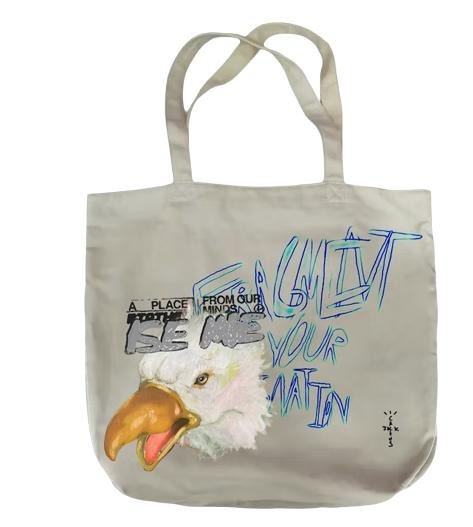 Travis Scott Cactus Jack Fragment Flames Tote Cream - Adult & Kids T-Shirts, Sweatshirts & Hoodies apparel design preview 1