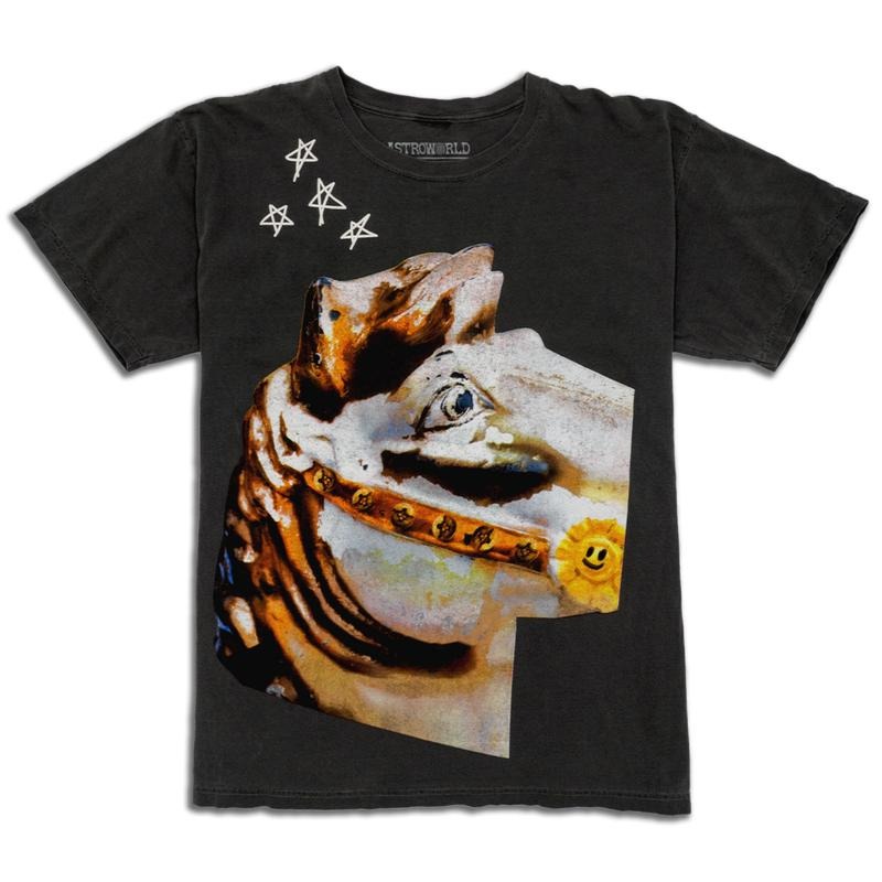 Travis Scott Horse Head Date Back Tour Washed Grey - Adult & Kids T-Shirts, Sweatshirts & Hoodies apparel design preview 1
