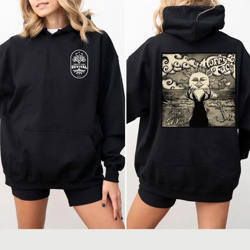 Treaty Oak Revival Happy Face Artistic Vintage Sun - Adult & Kids T-Shirts, Sweatshirts & Hoodies apparel design preview 1