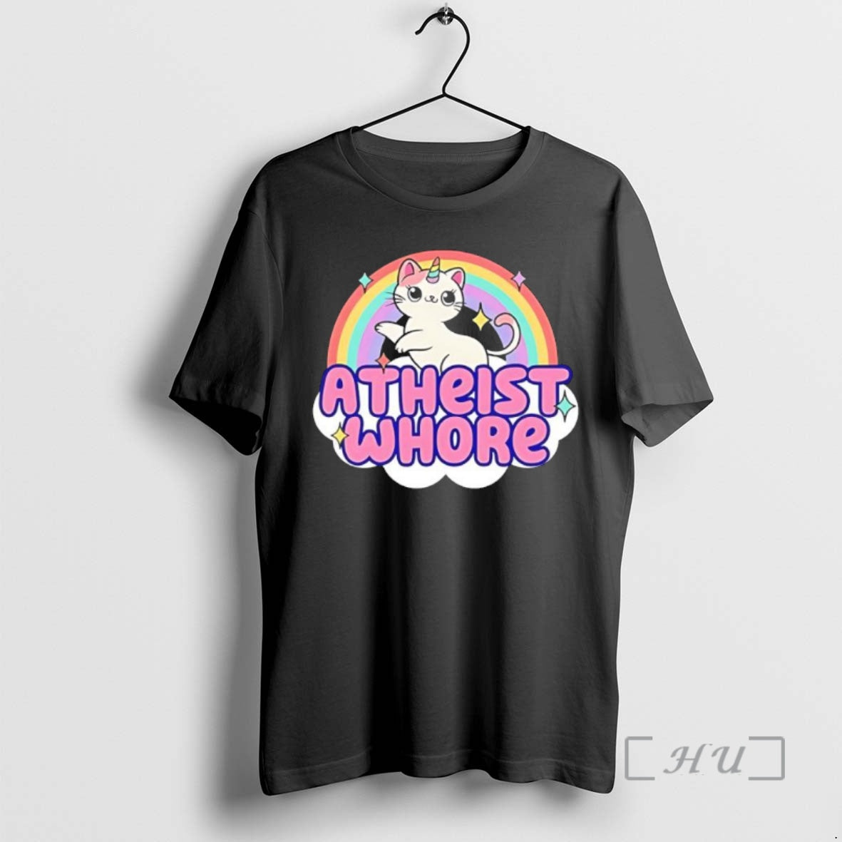 Trending Atheist Whore Cat Unicorn Cute Black - Adult & Kids T-Shirts, Sweatshirts & Hoodies apparel design preview 1