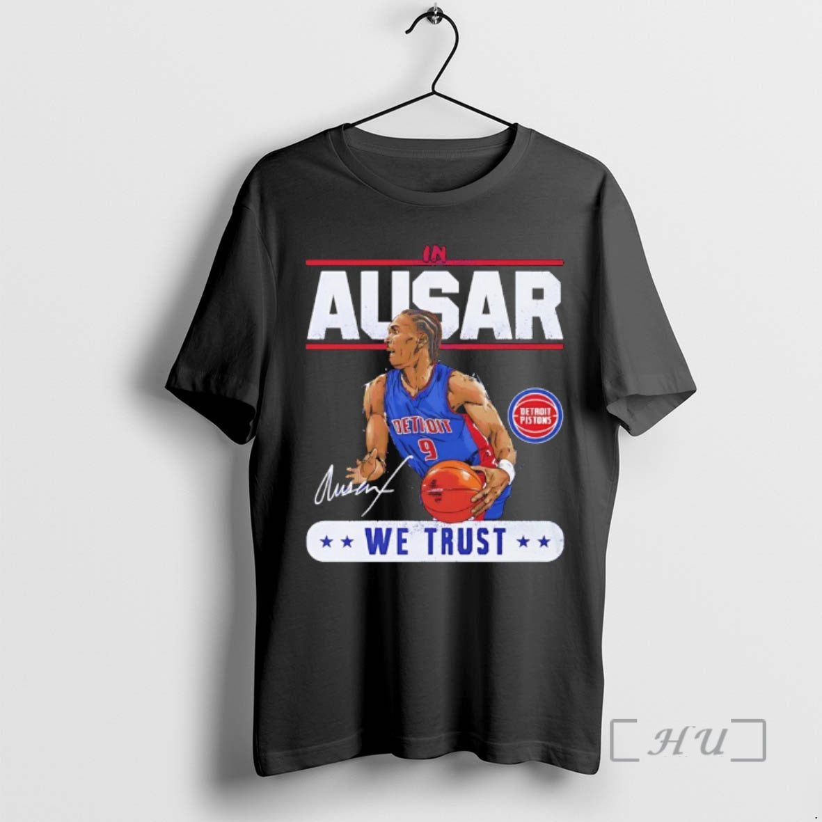 Trending Ausar Thompson Detroit Pistons We Trust - Adult & Kids T-Shirts, Sweatshirts & Hoodies apparel design preview 1