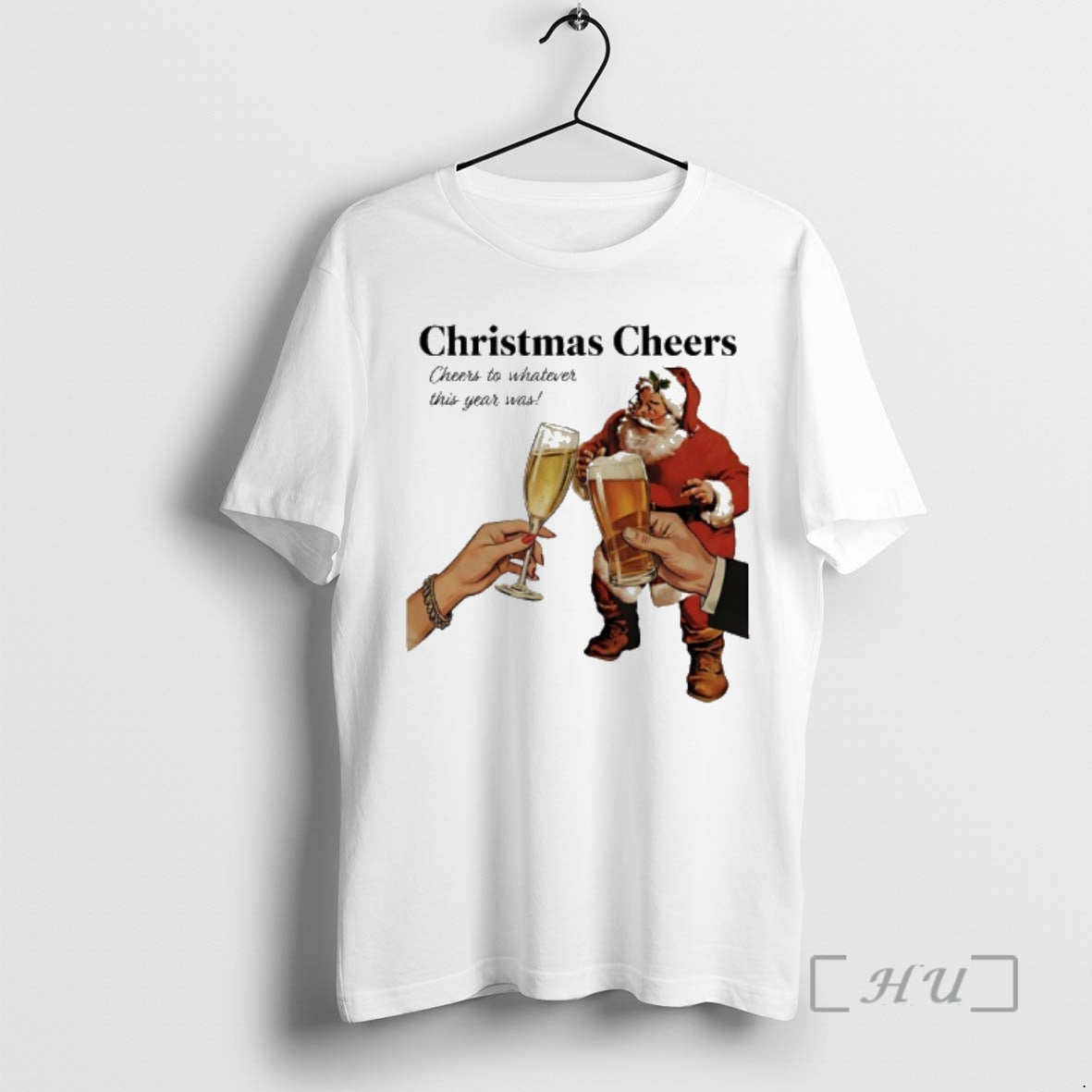 Trending Cheers Santa Beer Whatever This Year Was - Adult & Kids T-Shirts, Sweatshirts & Hoodies apparel design preview 1