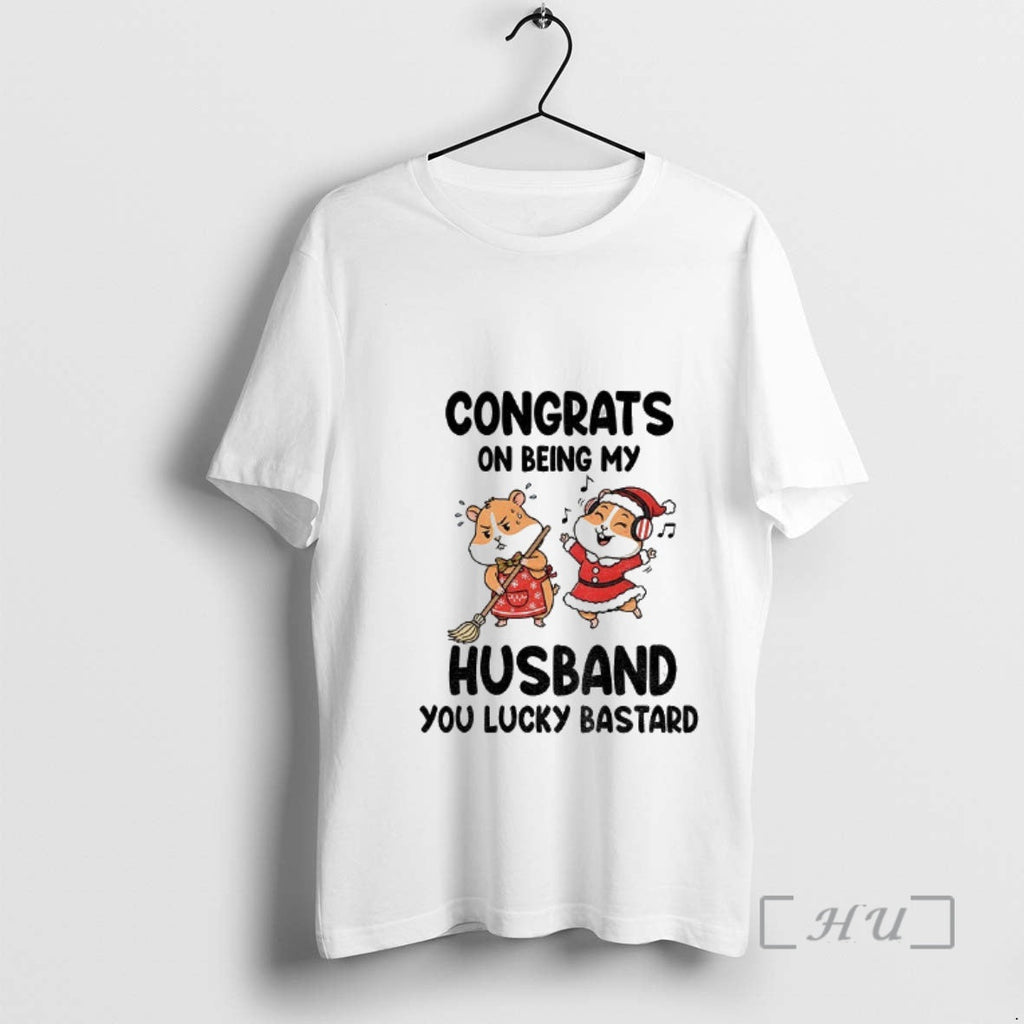 Trending Congrats Being My Husband You Lucky Bastard - Adult & Kids T-Shirts, Sweatshirts & Hoodies apparel design preview 1