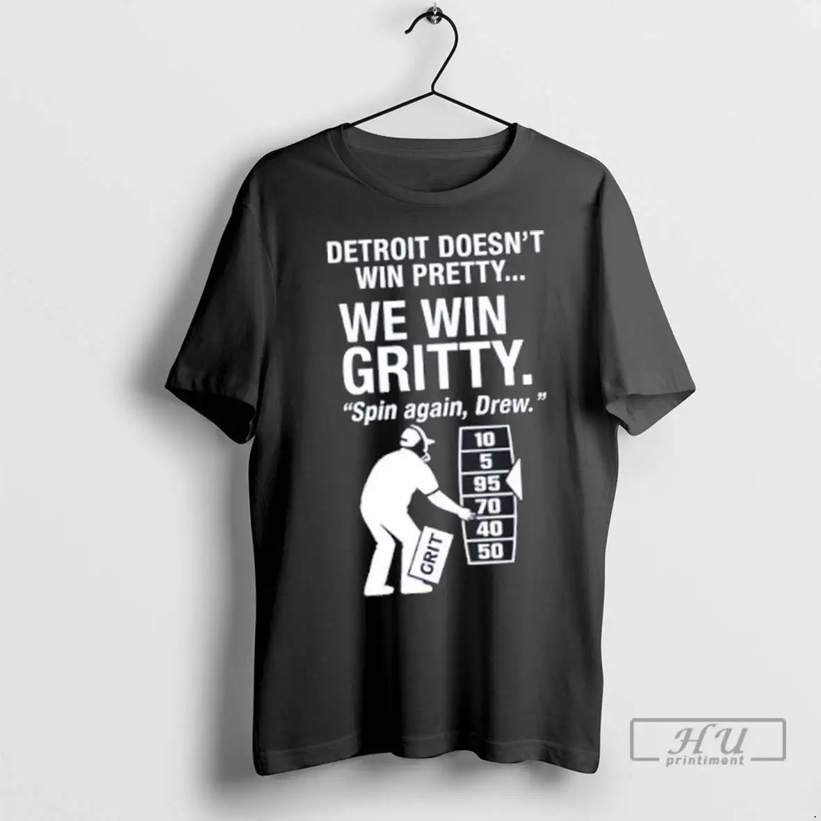 Trending Detroit Lions We Win Gritty Spin Again Drew - Adult & Kids T-Shirts, Sweatshirts & Hoodies apparel design preview 1