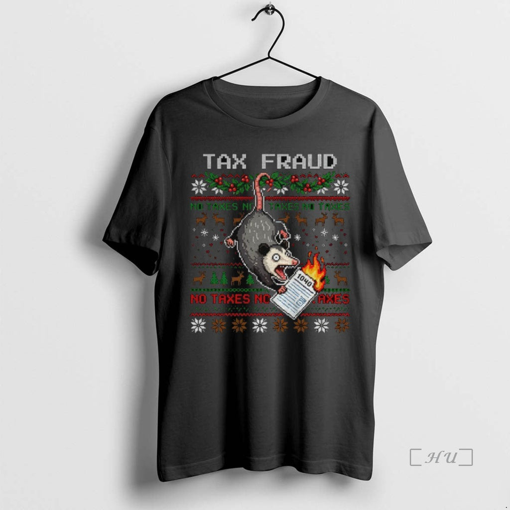 Trending Funny Opossum Tax Fraud No Taxes Merry - Adult & Kids T-Shirts, Sweatshirts & Hoodies apparel design preview 1