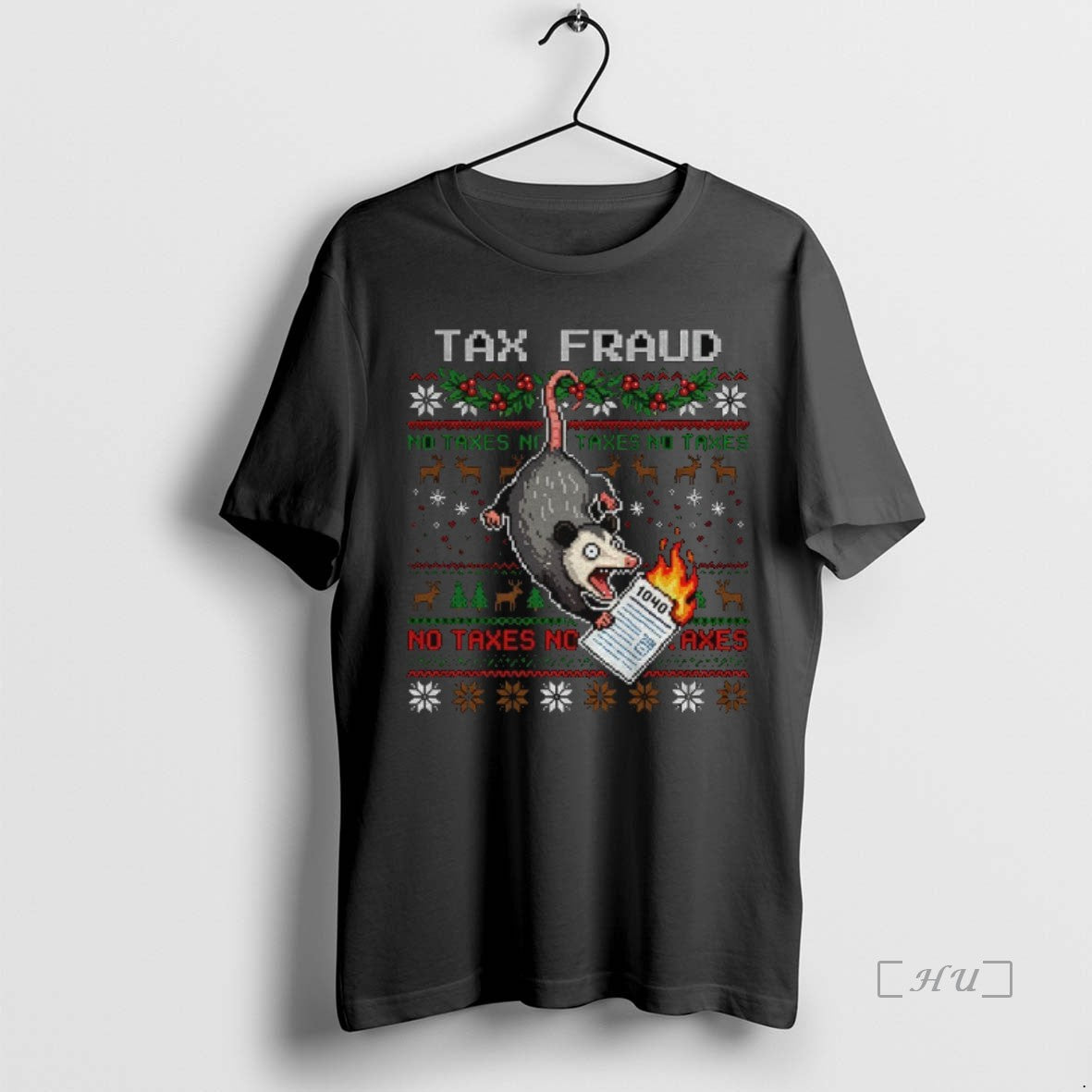 Trending Funny Opossum Tax Fraud No Taxes Merry - Adult & Kids T-Shirts, Sweatshirts & Hoodies apparel design preview 1