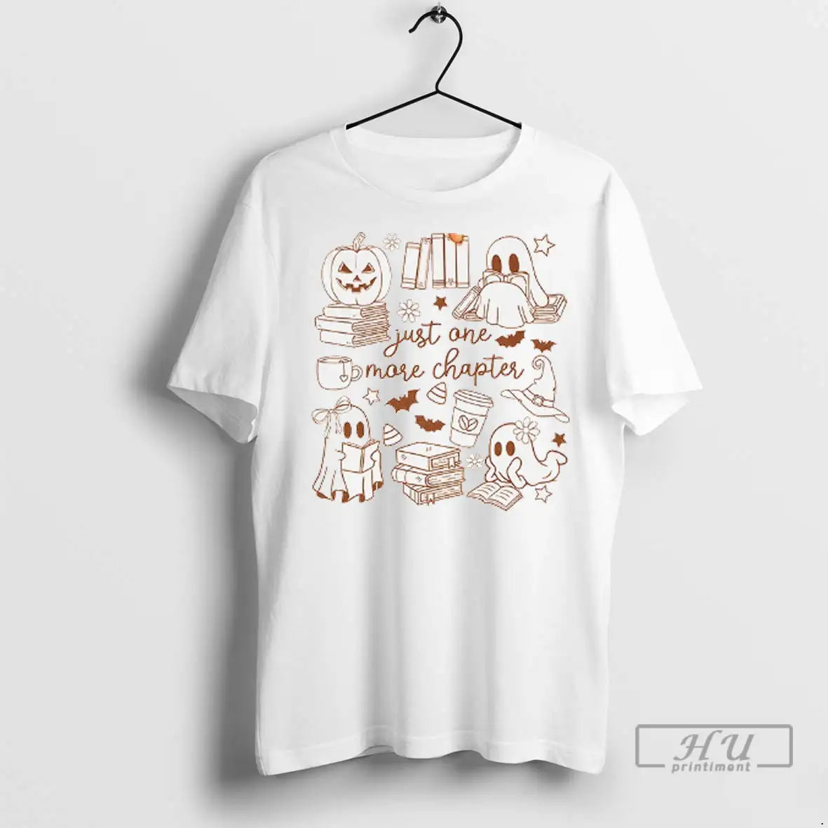 Trending Ghost Pumpkin Just One More Chapter - Adult & Kids T-Shirts, Sweatshirts & Hoodies apparel design preview 1