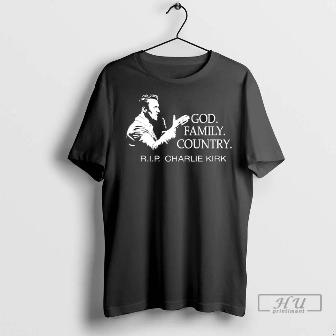 Trending God Family Country Rip Charlie Kirk - Adult & Kids T-Shirts, Sweatshirts & Hoodies apparel design preview 1