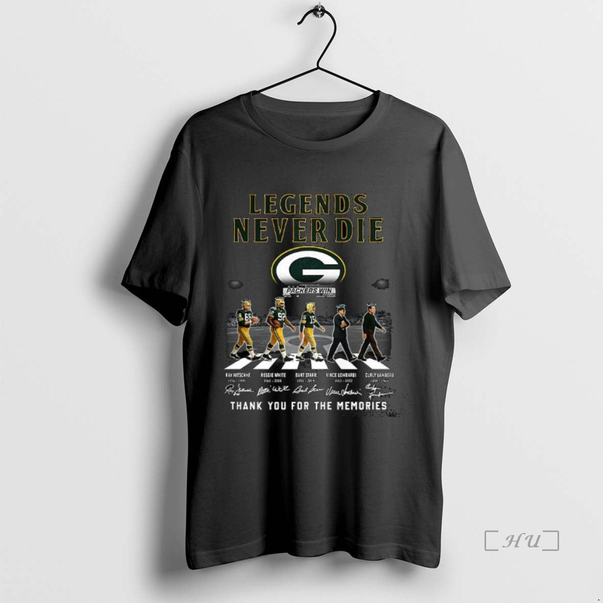 Trending Green Bay Packers Football Legends Never Die - Adult & Kids T-Shirts, Sweatshirts & Hoodies apparel design preview 1