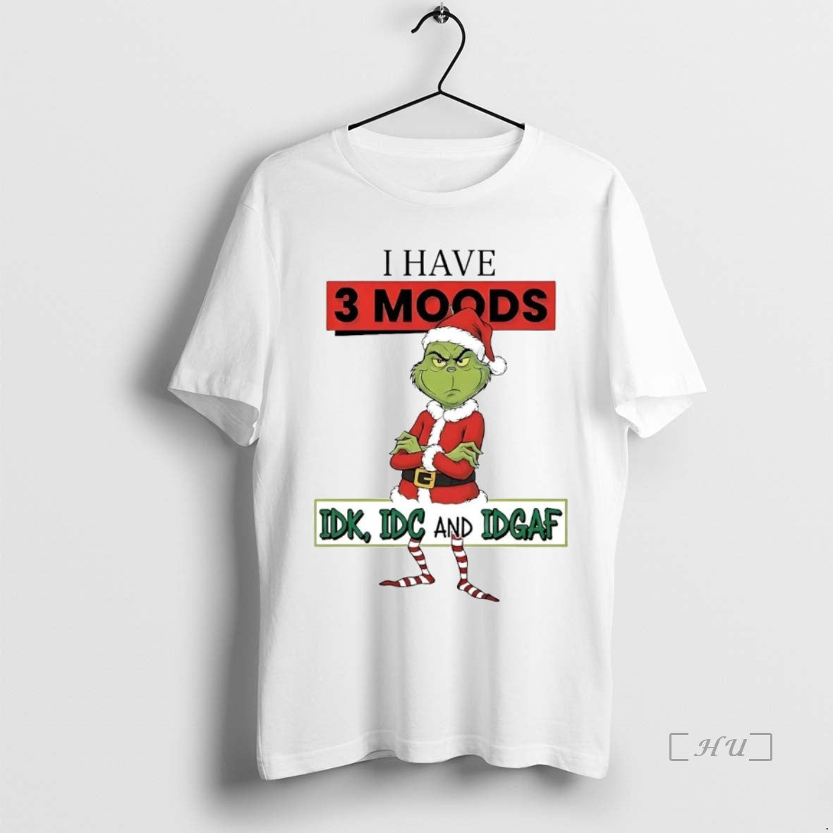 Trending Grinch I Have 3 Moods Idk Idc Idgaf - Adult & Kids T-Shirts, Sweatshirts & Hoodies apparel design preview 1