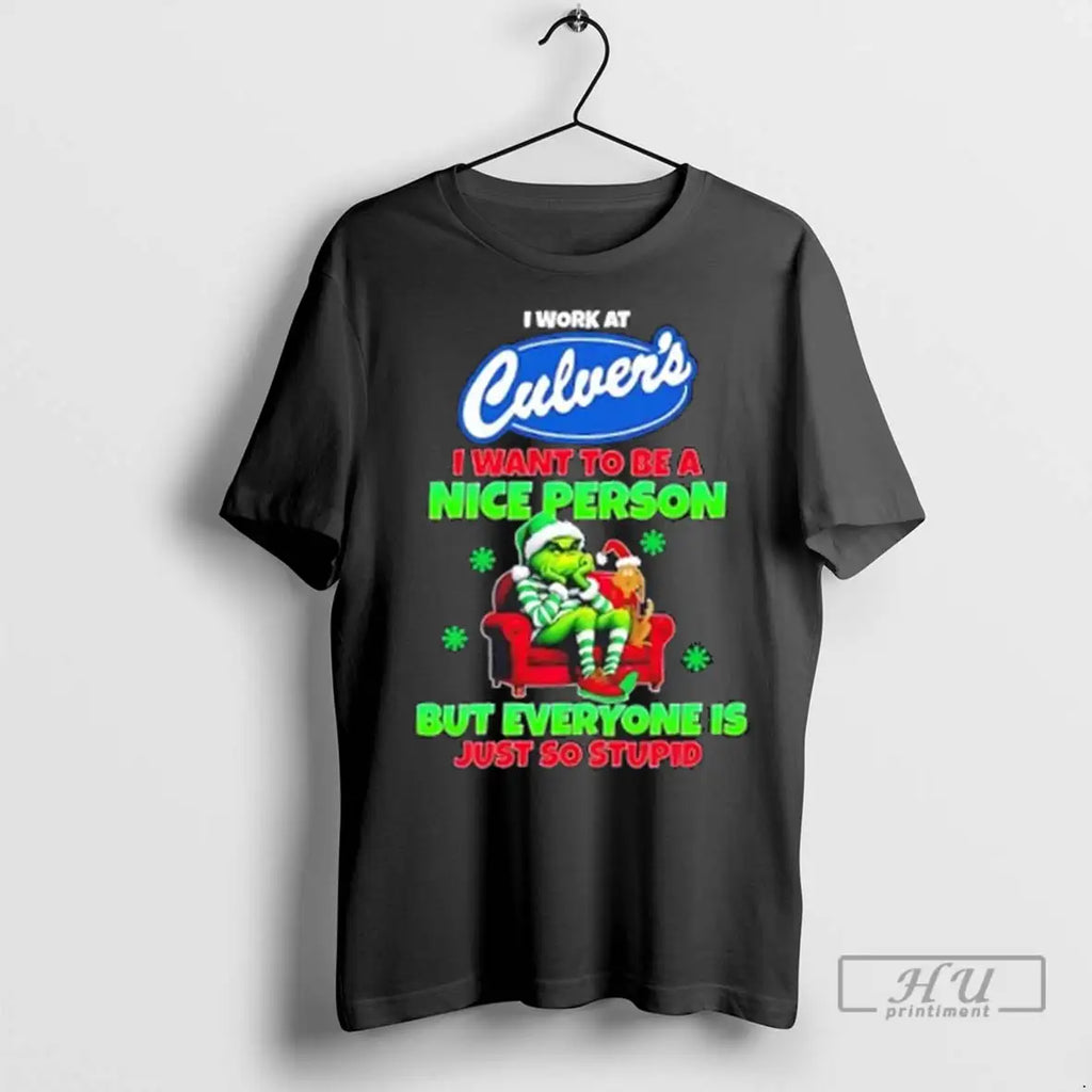 Trending Grinch I Work At Culvers Want To Be A Nice - Adult & Kids T-Shirts, Sweatshirts & Hoodies apparel design preview 1