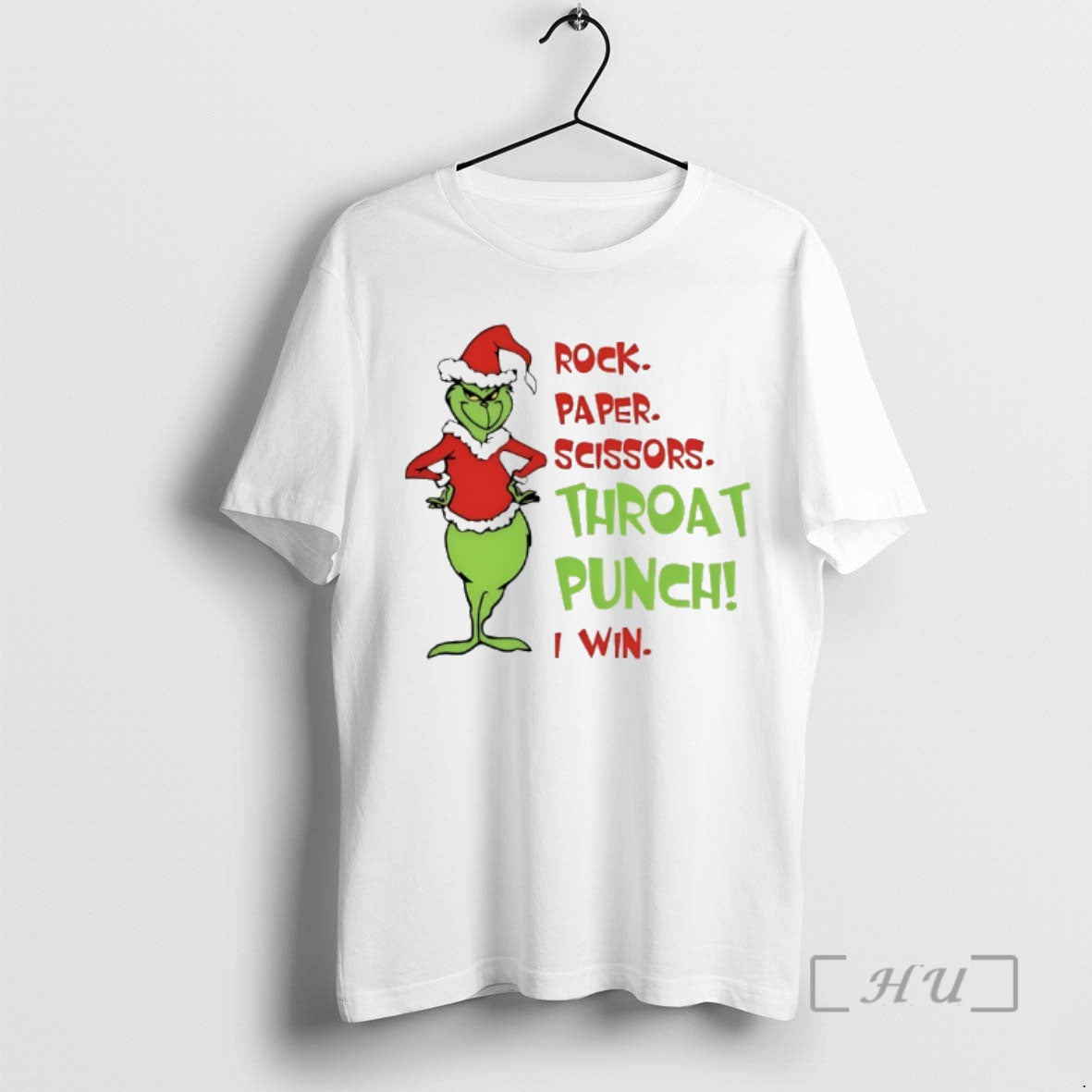 Trending Grinch Santa Rock Paper Scissors Throat - Adult & Kids T-Shirts, Sweatshirts & Hoodies apparel design preview 1