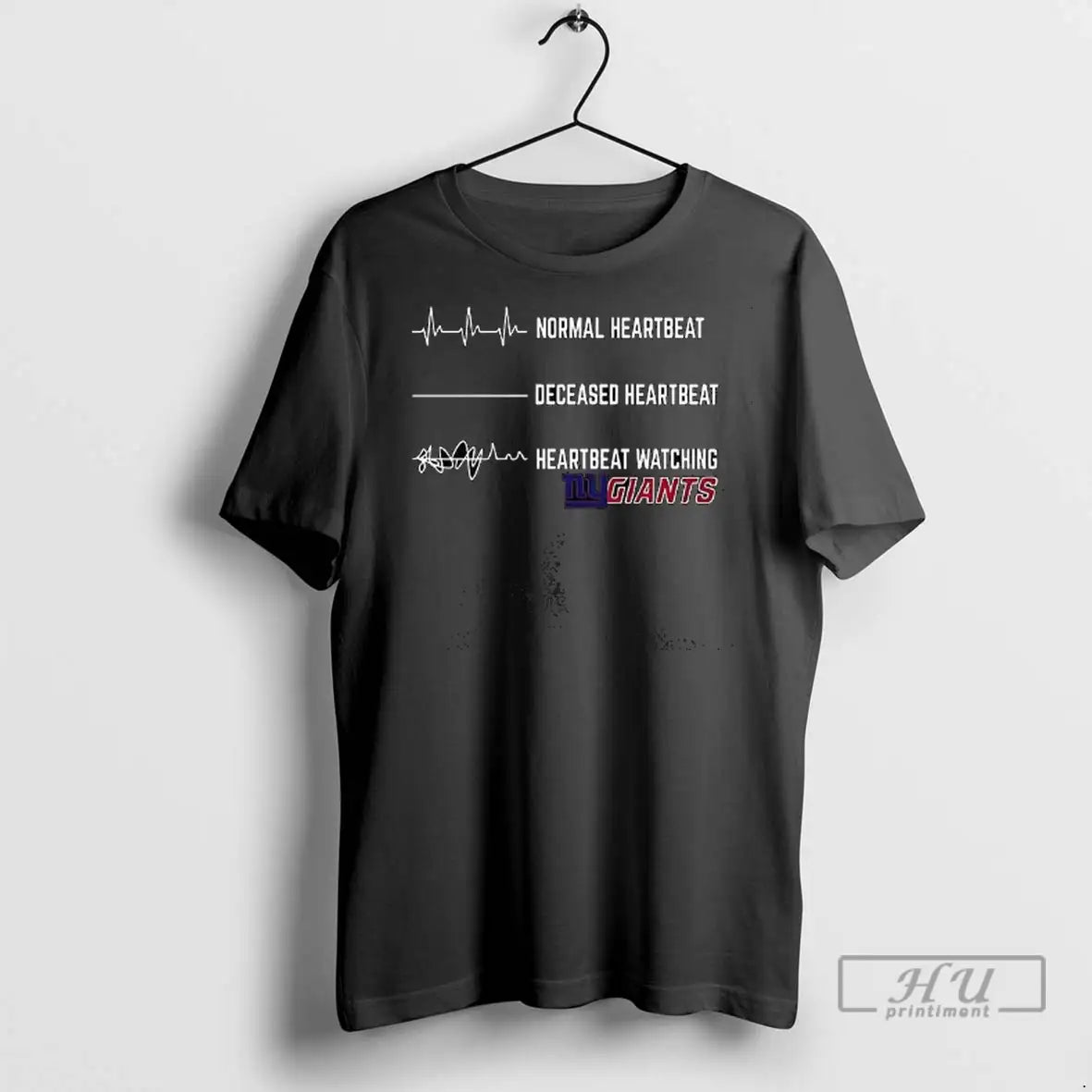 Trending Heartbeat Watching New York Giants - Adult & Kids T-Shirts, Sweatshirts & Hoodies apparel design preview 1