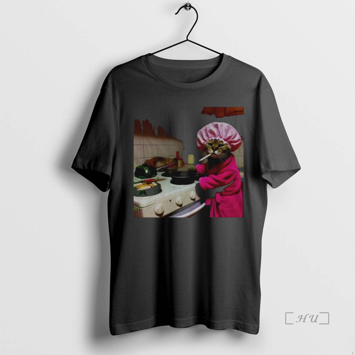 Trending Housewife Cat Smoking Funny Meme - Adult & Kids T-Shirts, Sweatshirts & Hoodies apparel design preview 1