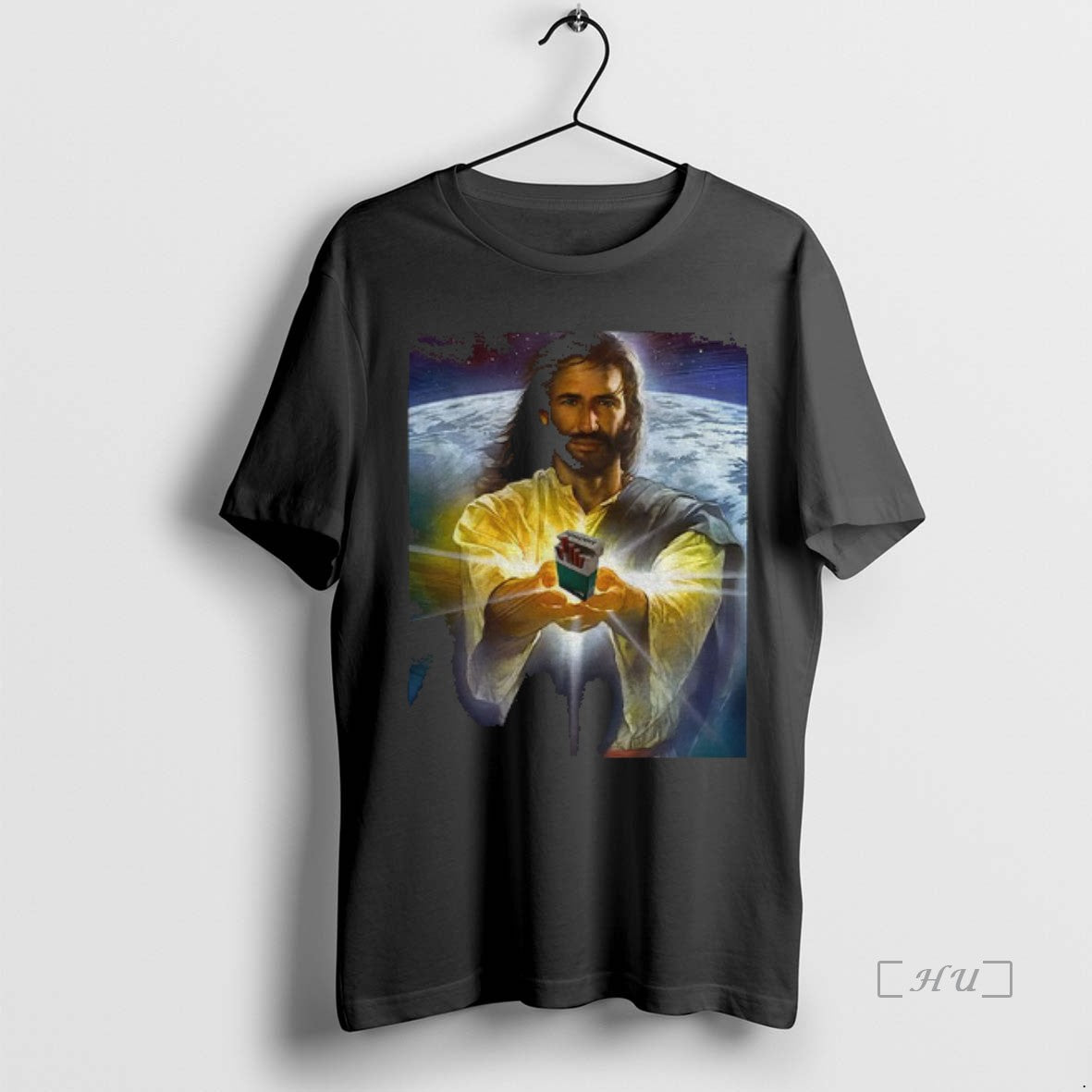 Trending Jesus Holding Cigarettes Funny Meme - Adult & Kids T-Shirts, Sweatshirts & Hoodies apparel design preview 1