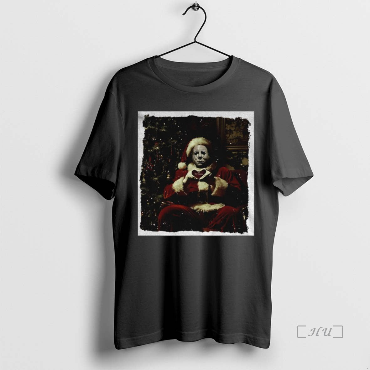 Trending Michael Myers Heart Hands Horror Movie Santa - Adult & Kids T-Shirts, Sweatshirts & Hoodies apparel design preview 1