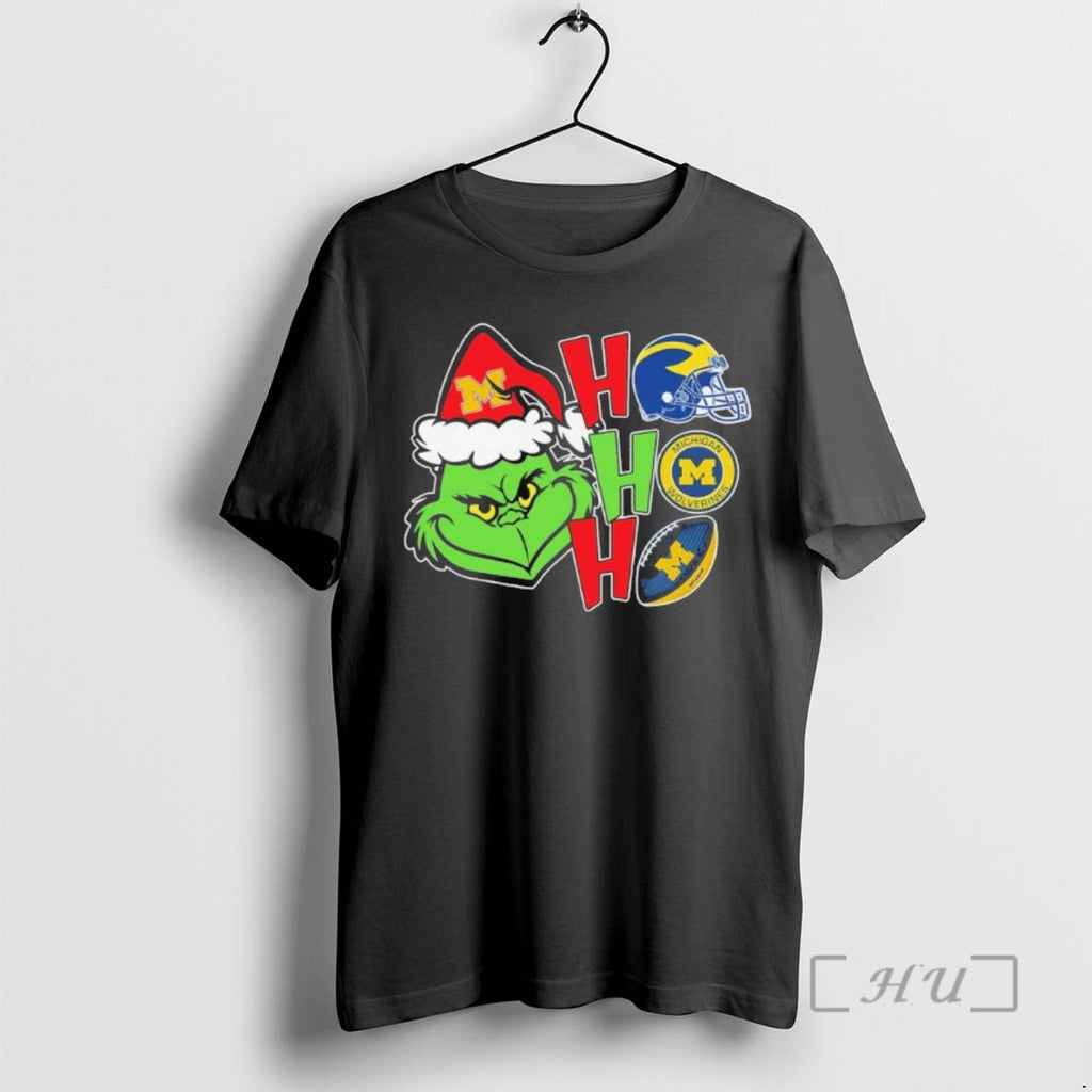 Trending Michigan Grinch Ho Football - Adult & Kids T-Shirts, Sweatshirts & Hoodies apparel design preview 1