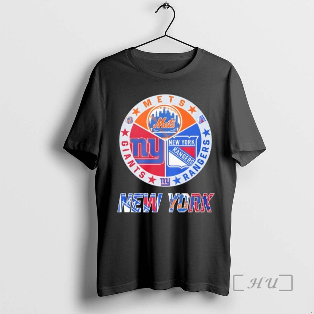 Trending New York Rangers Mets Giants Mashup Logo - Adult & Kids T-Shirts, Sweatshirts & Hoodies apparel design preview 1