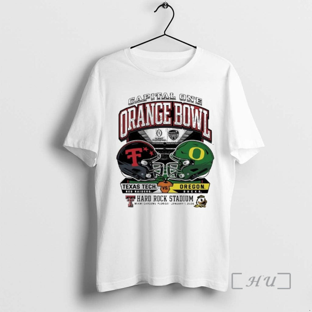Trending Oregon Vs Texas Tech 2025 Orange Bowl Hard - Adult & Kids T-Shirts, Sweatshirts & Hoodies apparel design preview 1