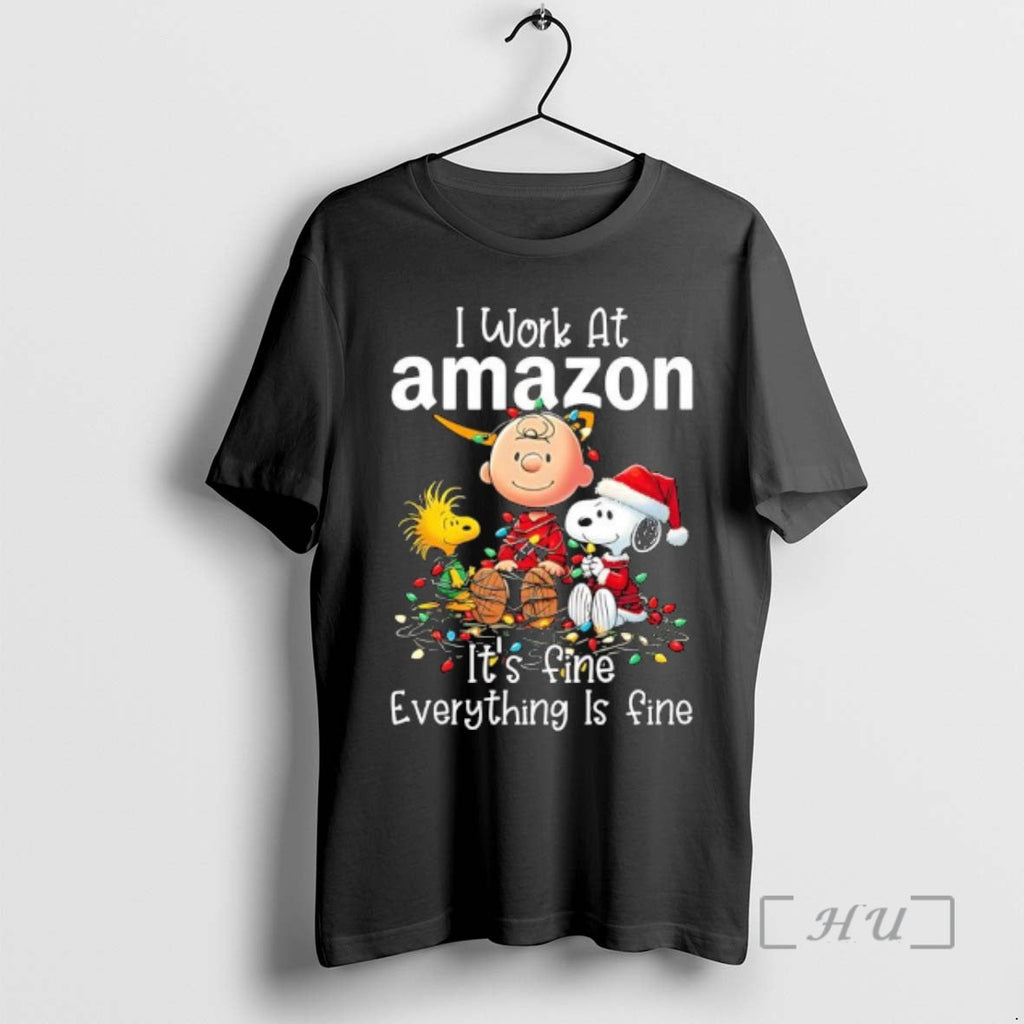Trending Peanuts Characters Lights I Work Amazon Fine - Adult & Kids T-Shirts, Sweatshirts & Hoodies apparel design preview 1
