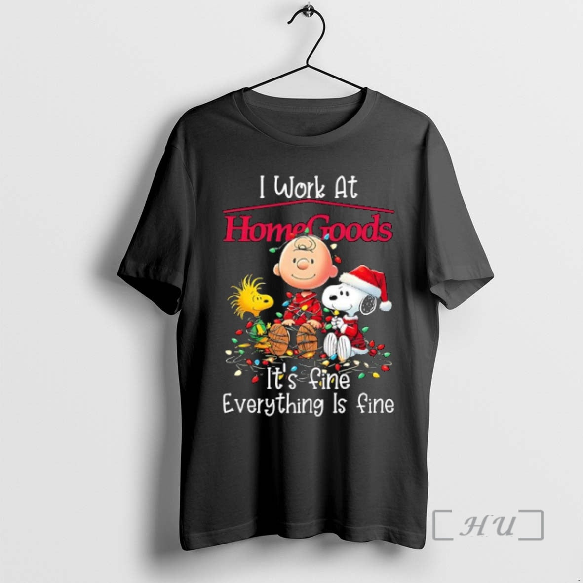Trending Peanuts Characters Lights I Work Homegoods - Adult & Kids T-Shirts, Sweatshirts & Hoodies apparel design preview 1