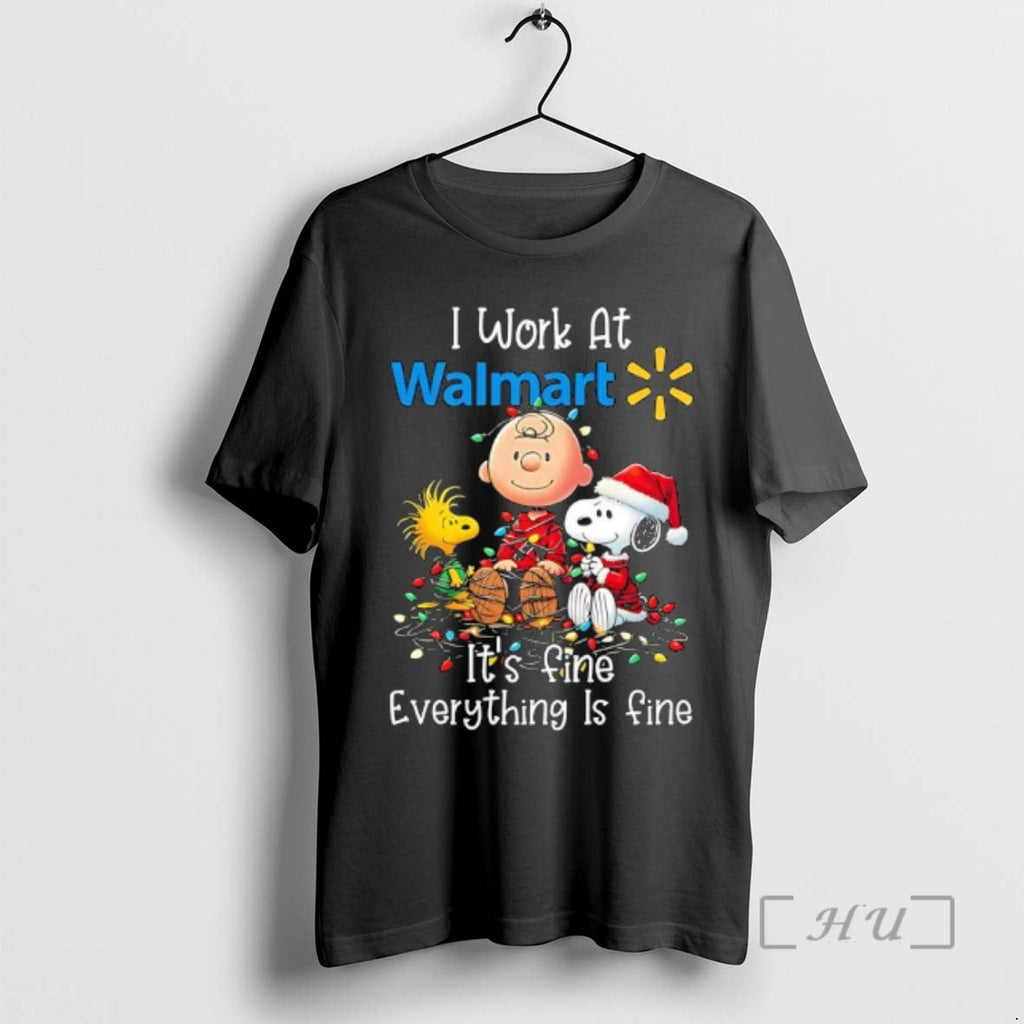 Trending Peanuts Characters Lights I Work Walmart - Adult & Kids T-Shirts, Sweatshirts & Hoodies apparel design preview 1