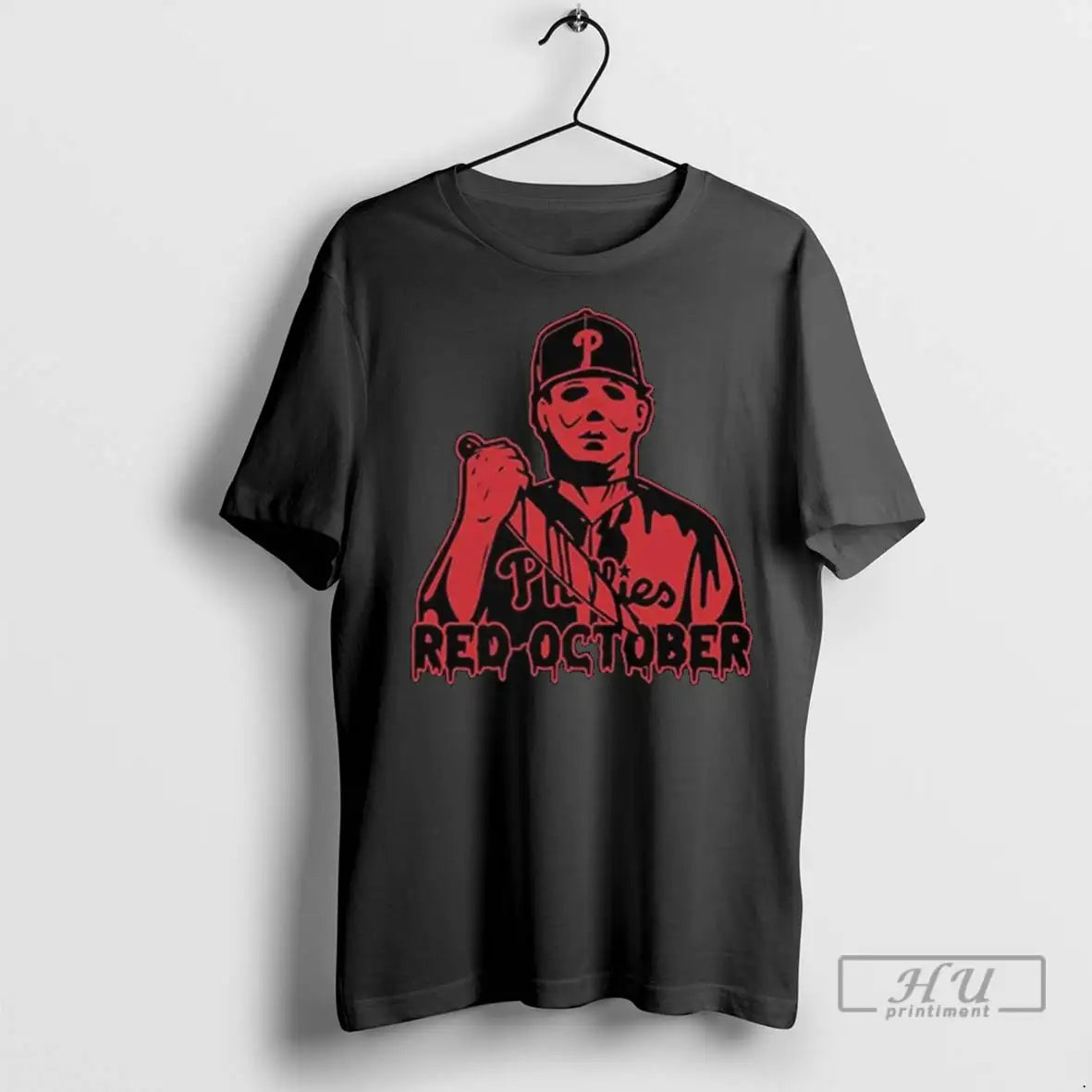 Trending Phillies Michael Myers Red October Long - Adult & Kids T-Shirts, Sweatshirts & Hoodies apparel design preview 1