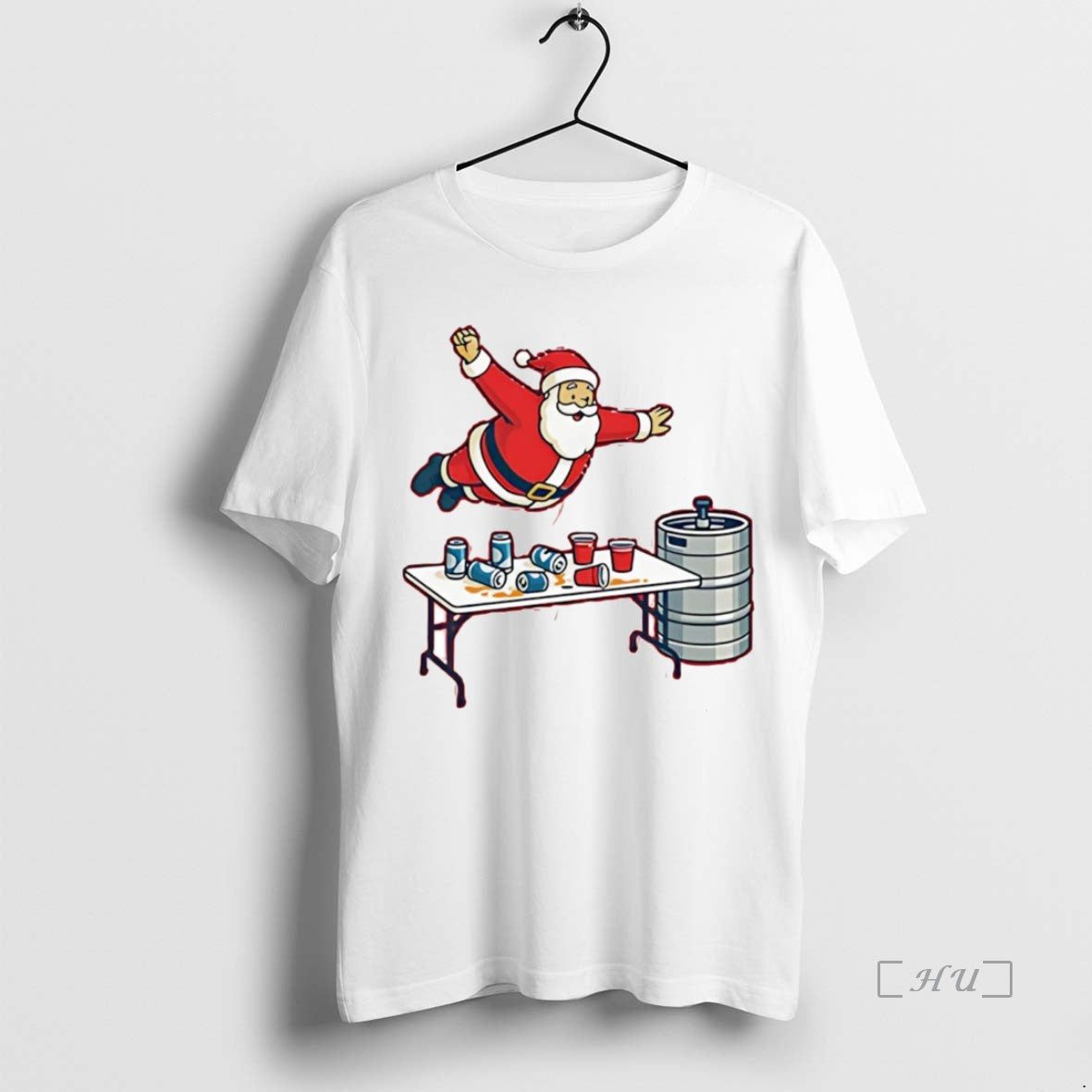 Trending Santa Beer Pong Table Dive - Adult & Kids T-Shirts, Sweatshirts & Hoodies apparel design preview 1
