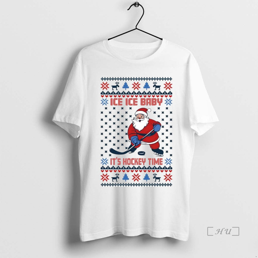 Trending Santa Ice Baby Hockey Time Ugly - Adult & Kids T-Shirts, Sweatshirts & Hoodies apparel design preview 1