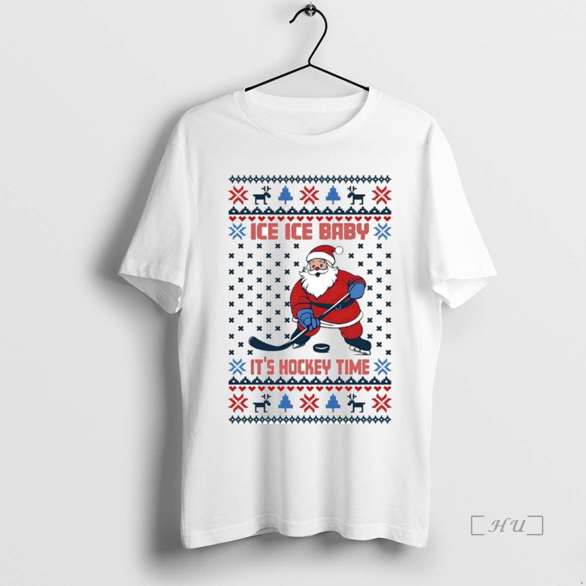 Trending Santa Ice Baby Hockey Time Ugly - Adult & Kids T-Shirts, Sweatshirts & Hoodies apparel design preview 1