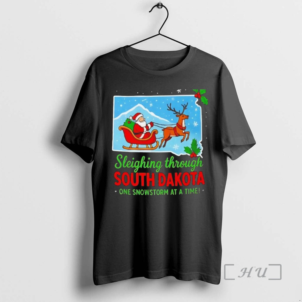 Trending Sleighing Through South Dakota One Snowstorm - Adult & Kids T-Shirts, Sweatshirts & Hoodies apparel design preview 1