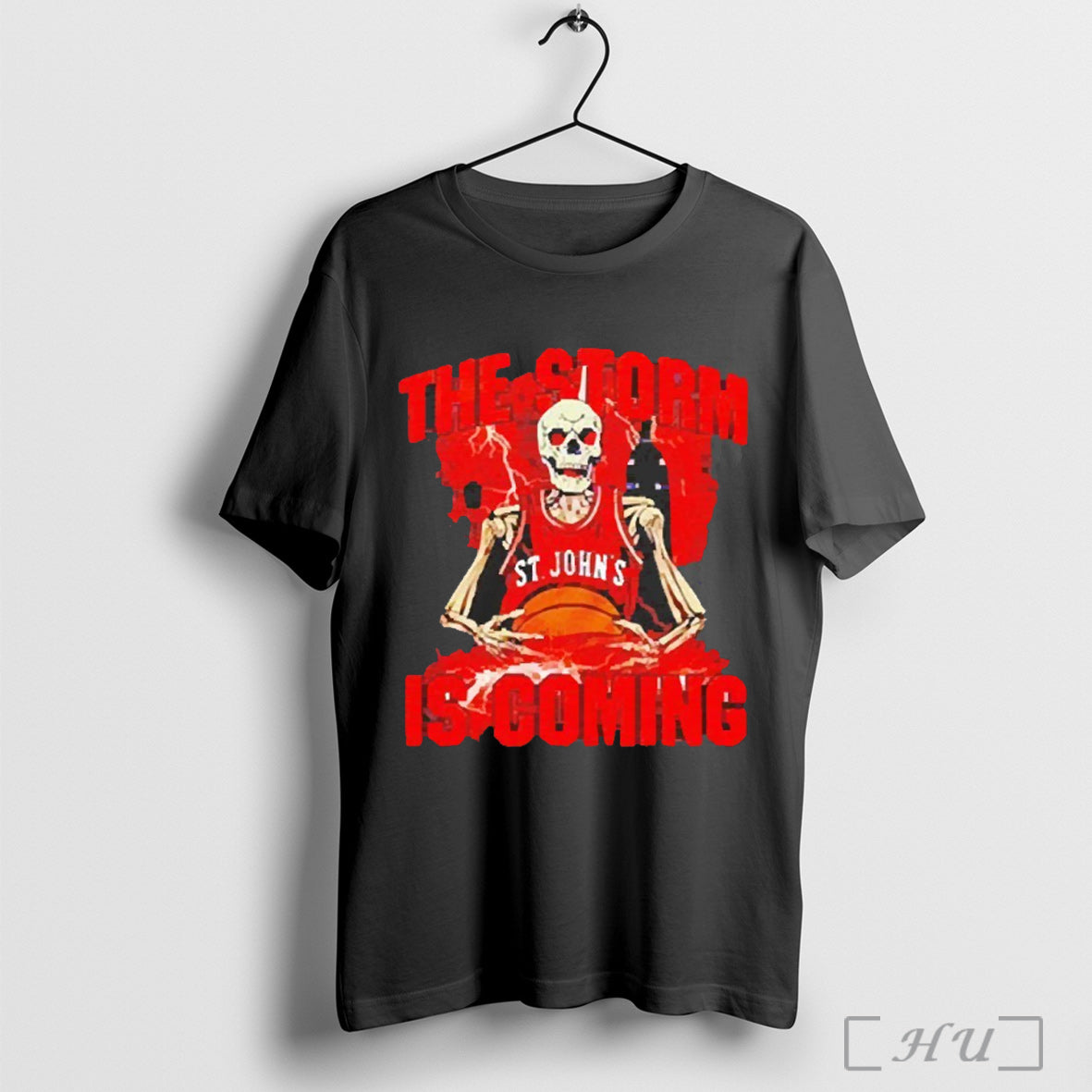 Trending St Johns Red Storm Mens Basketball Skeleton - Adult & Kids T-Shirts, Sweatshirts & Hoodies apparel design preview 1