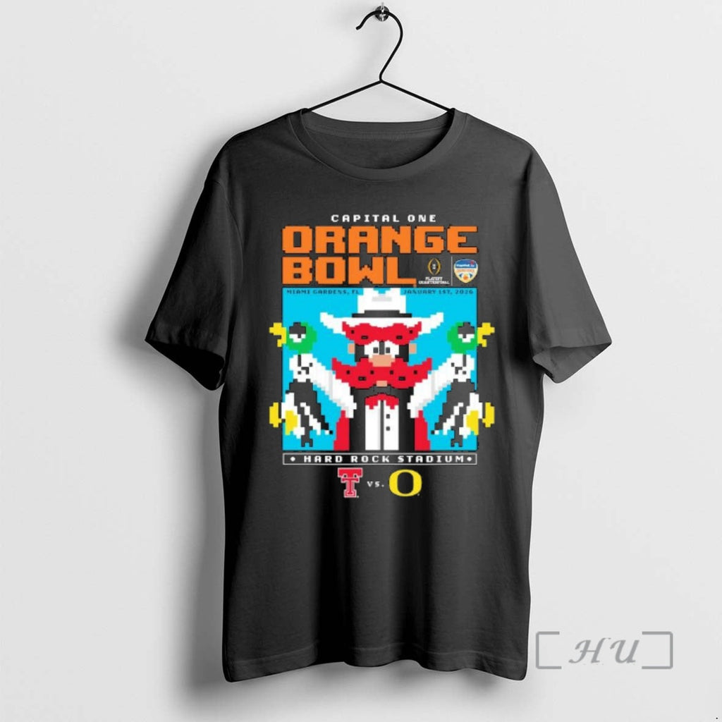 Trending Texas Tech Vs Oregon 2025 Orange Bowl Duck - Adult & Kids T-Shirts, Sweatshirts & Hoodies apparel design preview 1