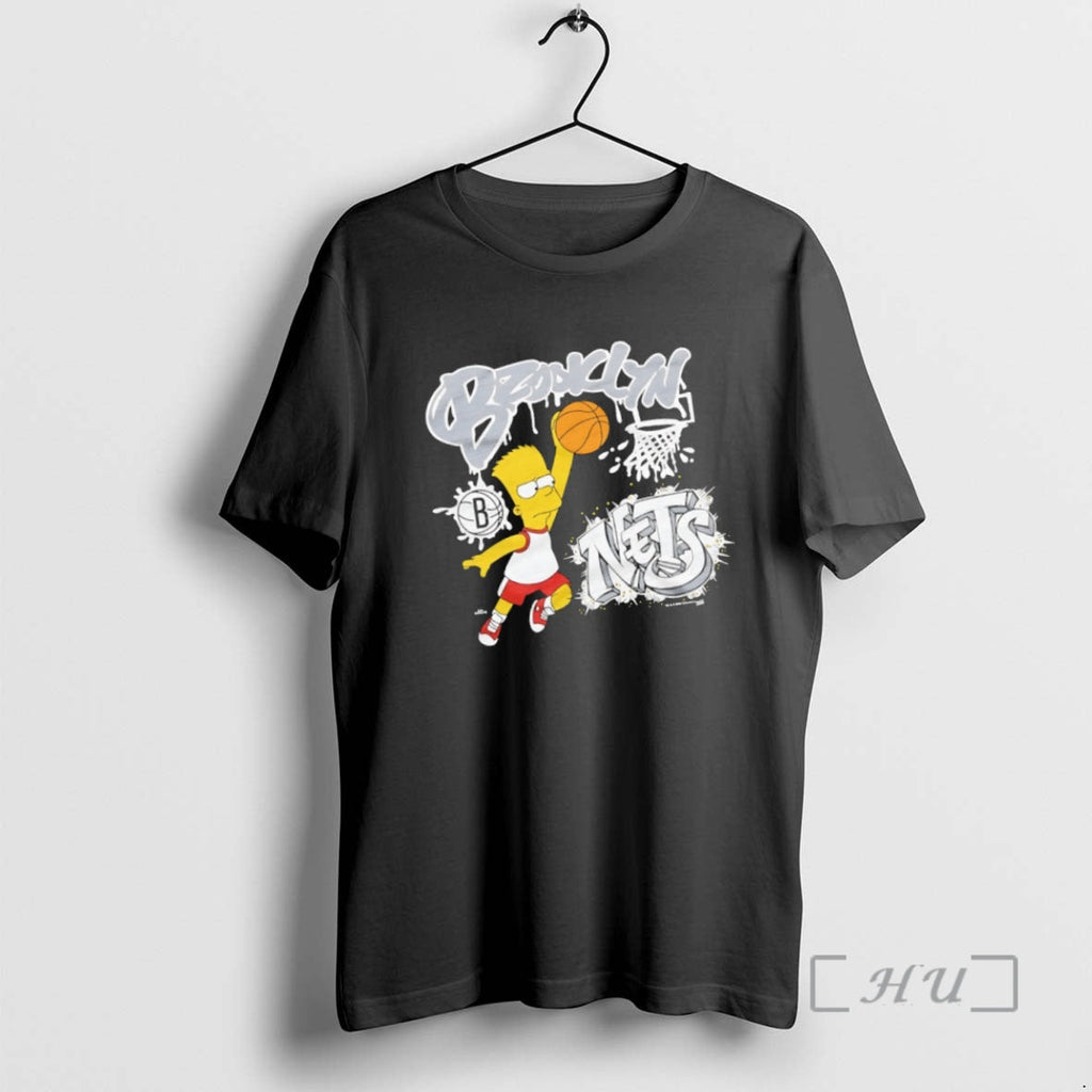 Trending Bart Simpson X Brooklyn Nets Basketball - Adult & Kids T-Shirts, Sweatshirts & Hoodies apparel design preview 1